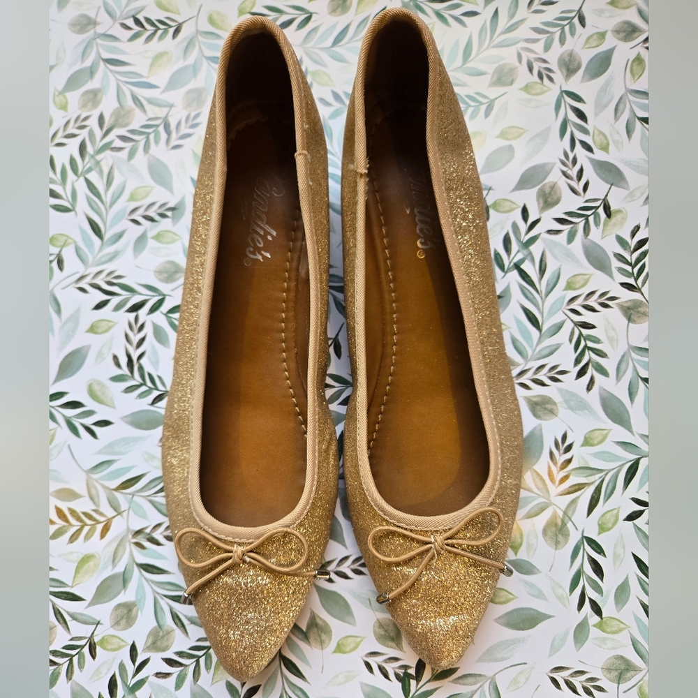 Candies Gold Glitter Ballet Flats - Size 8.5
